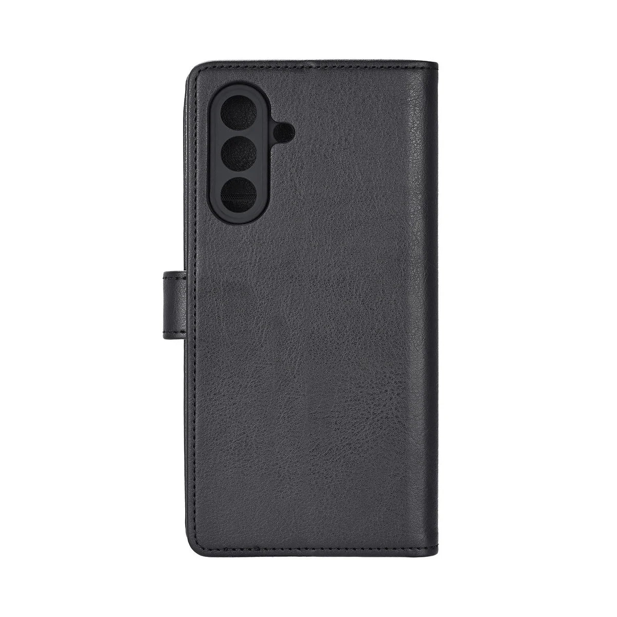 Radicover Fashion Wallet for Samsung Galaxy A57 5G: svart vegansk skinn, RFID-beskyttet, kamerautskjæringer, baksidevisning.